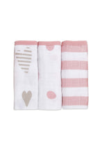 
                        
                          Load image into Gallery viewer, Aden Anais Cotton Muslin Washcloth Set 3 Pack Heartbreake 5
                        
                      