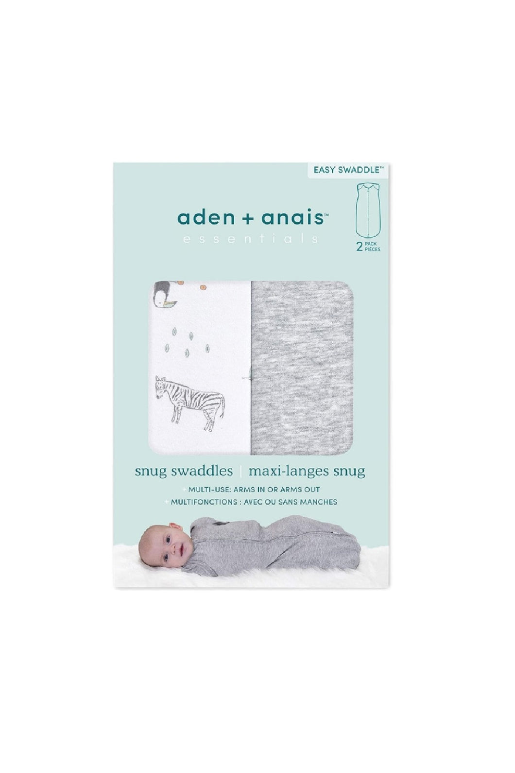 Aden Anais Essentials Newborn Snug Swaddle 2 Pack Savanna Spots 1