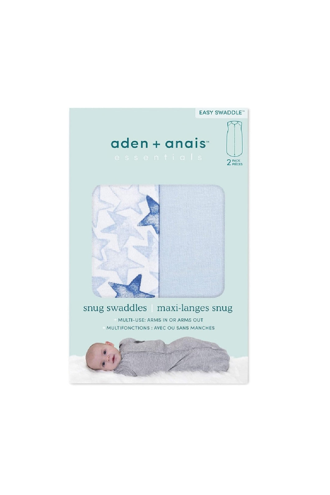 Buy Aden Anais Essentials Newborn Snug Swaddle 2 Pack Twinkling Star Blue Online mothercare mothercare hong kong