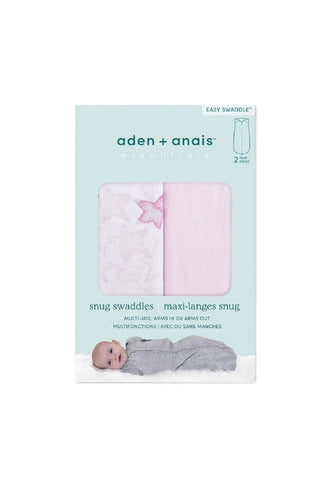 Aden Anais Essentials Newborn Snug Swaddle 2 Pack Twinkling Star Pink 1