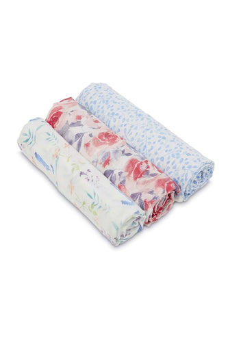 Aden Anais Silky Soft Swaddle 3 Pack Watercolour Garden