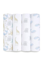
                        
                          Load image into Gallery viewer, Aden + Anais Essentials Cotton Muslin Swaddles Natural History 4 Pack 1
                        
                      