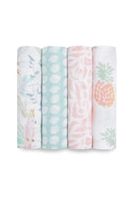
                        
                          Load image into Gallery viewer, Aden + Anais Essentials Cotton Muslin Swaddles Tropicalia 4 Pack 1
                        
                      
