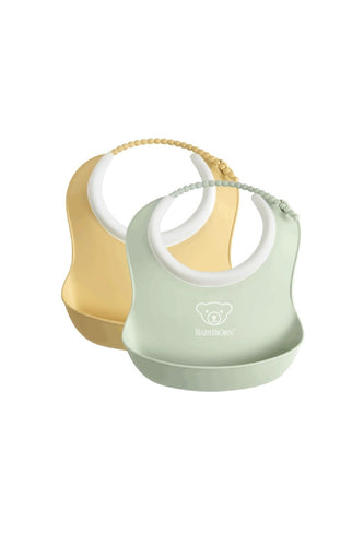 Babybjorn Small Baby Bib 2Pk Powder Yellow Powder Green 1