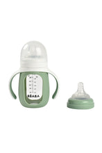 
                        
                          Load image into Gallery viewer, Beaba 2-In-1 Learning Glass Milk Bottle With Silicone Cover Sage Green 4
                        
                      
