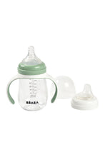 
                        
                          Load image into Gallery viewer, Beaba 2-In-1 Learning Glass Milk Bottle With Silicone Cover Sage Green 1
                        
                      