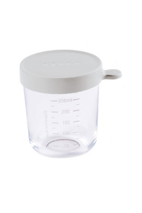 Beaba 250 Ml Conservation Jar In Superior Quality Glass Light Grey