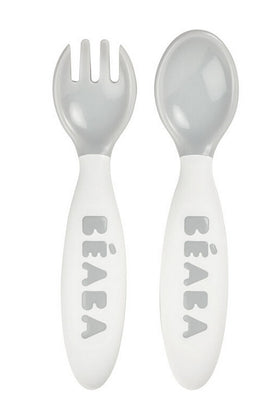 Beaba 2nd Stage Ergonomic Cutlery Set 2 Pieces Grey