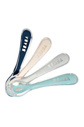 Beaba Set Of 4 2Nd Age Soft Silicone Spoons Rainbow
