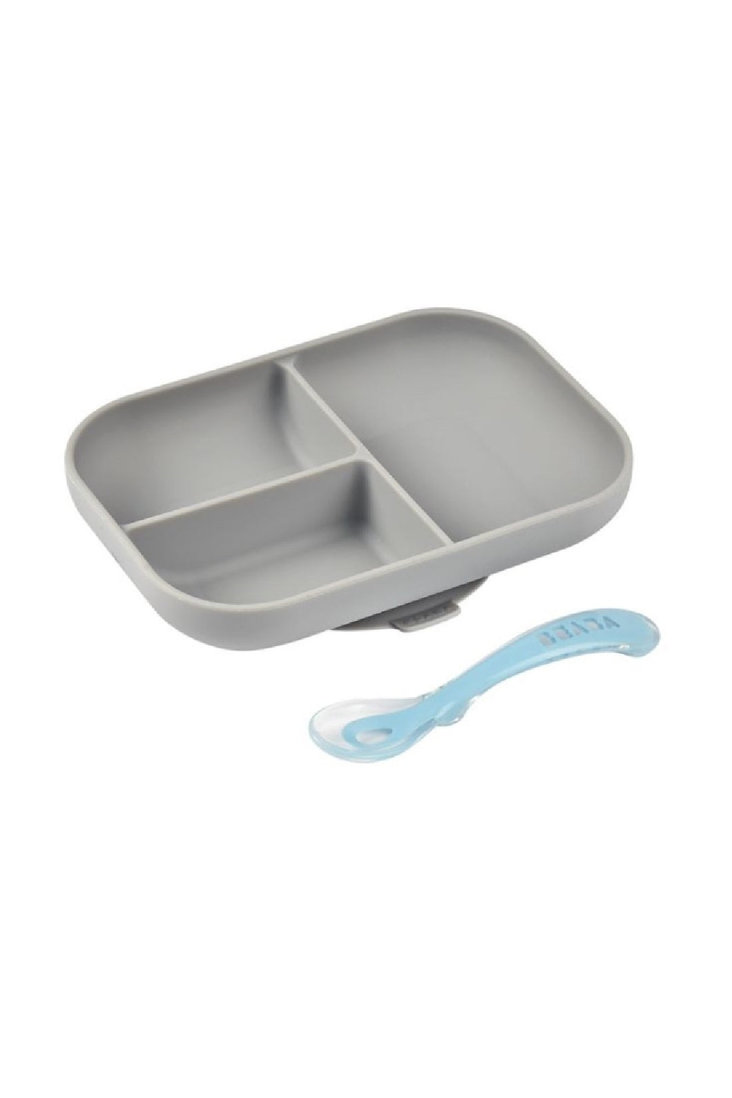 Beaba Silicone Suction Divided Plate 2Nd Age Spoon Grey 1