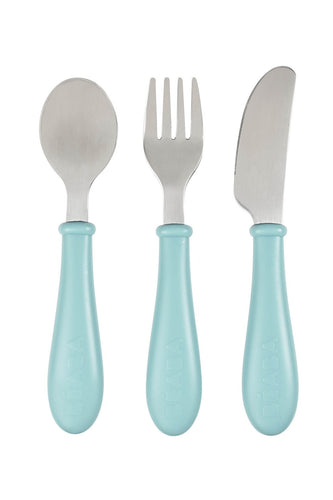 Beaba Stainless Cutlery Set Of 3 Light Blue