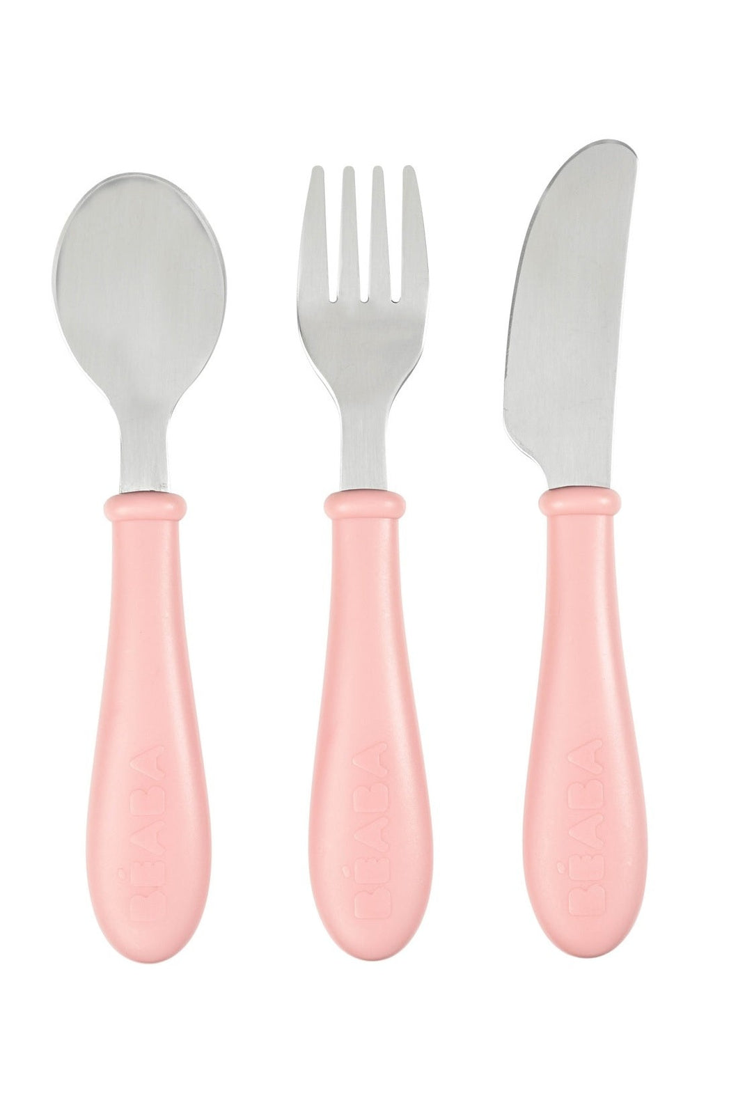 Beaba Stainless Steel Training Cutlery Old Pink