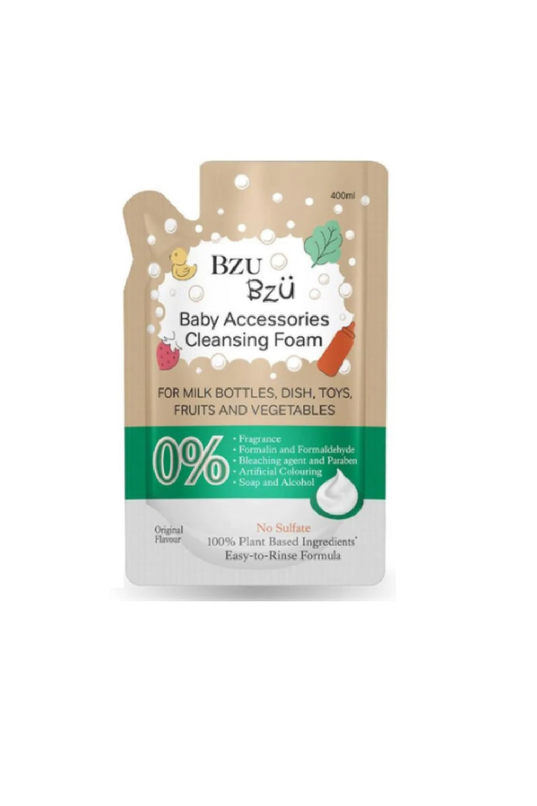 Bzu Bzu Baby Accessories Cleansing Foam 400Ml Refill Originanl Flavour