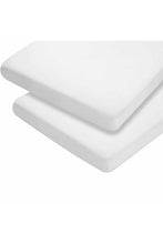 
                        
                          Load image into Gallery viewer, Cleavamama Jersey Cotton Fitted Sheets One Size for Cot and Cot Bed 70 x 140 x 17 cm White 4
                        
                      