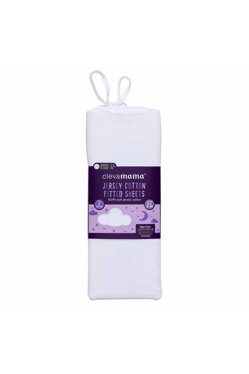 Cleavamama Jersey Cotton Fitted Sheets One Size for Cot and Cot Bed 70 x 140 x 17 cm White 5