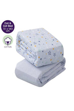 
                        
                          Load image into Gallery viewer, Cleavamama Jersey Cotton Fitted Sheets One Size for Cot &amp; Cot Bed 72 x 140 x 17 cm Blue 1
                        
                      
