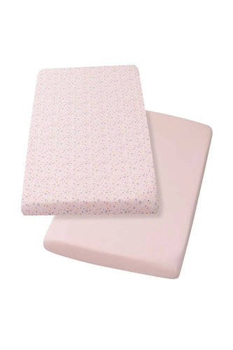 Cleavamama Jersey Cotton Fitted Sheets One Size for Cot & Cot Bed 72 x 140 x 17 cm Pink 2