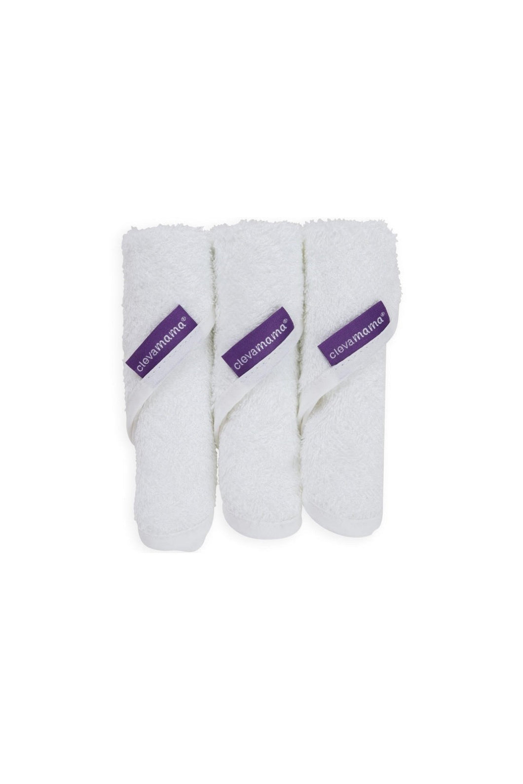 Clevamam Bamboo Baby Washcloth Set 3Pk White 1