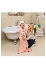 
                        
                          Load image into Gallery viewer, Clevamama Bamboo Apron Baby Bath Towel Coral Lily The Lamb 5
                        
                      