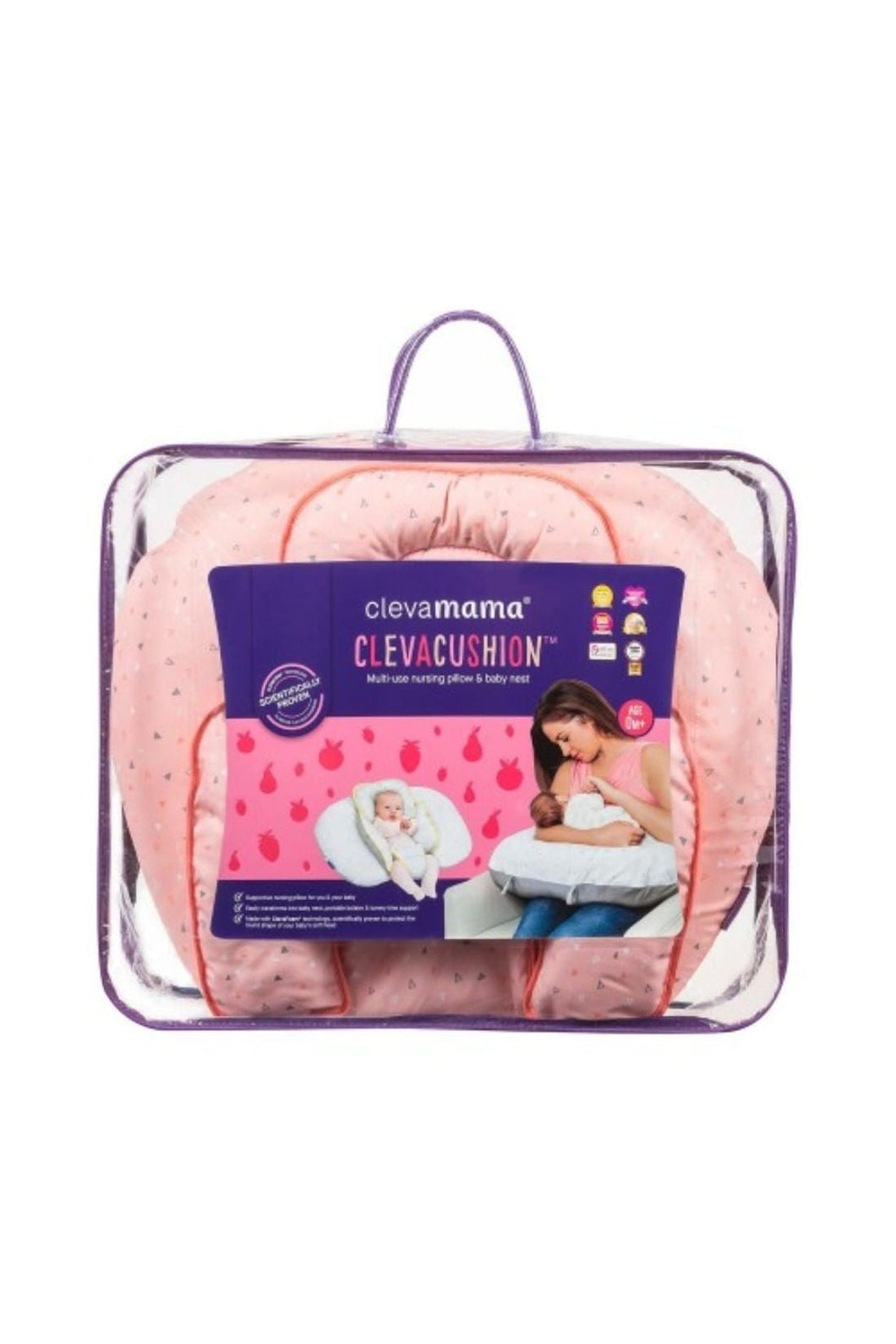 Clevamama Clevacushion Nursing Pillow And Baby Nest Coral 1
