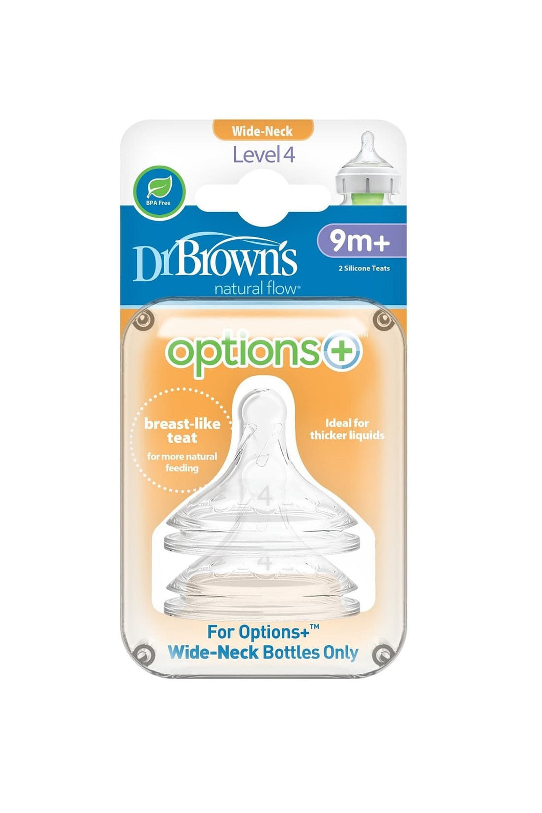 Dr Browns Options Level 4 9M Teats 2 Pack