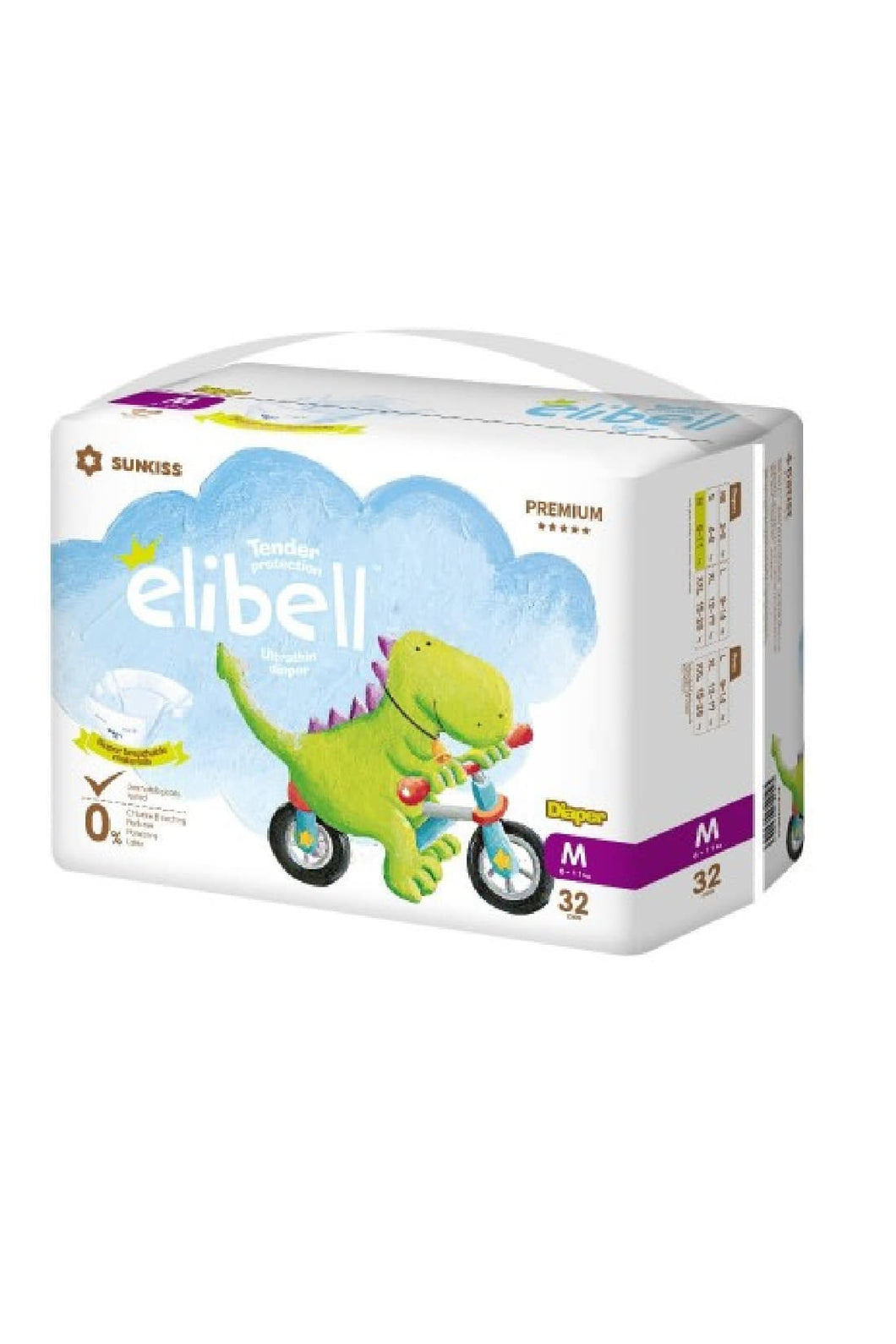 Elibell Baby Diapers M - 32pcs