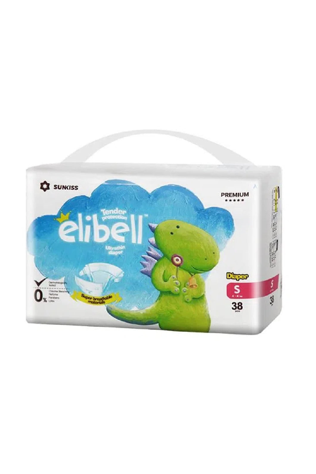 Elibell Baby Diapers S - 38pcs