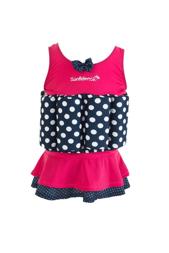 Konfidence Floatsuit 2 3 Years Navy Polka Pink