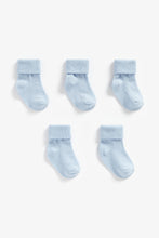 
                        
                          Load image into Gallery viewer, Mothercare Blue Turn-Over-Top Baby Socks - 5 Pack
                        
                      