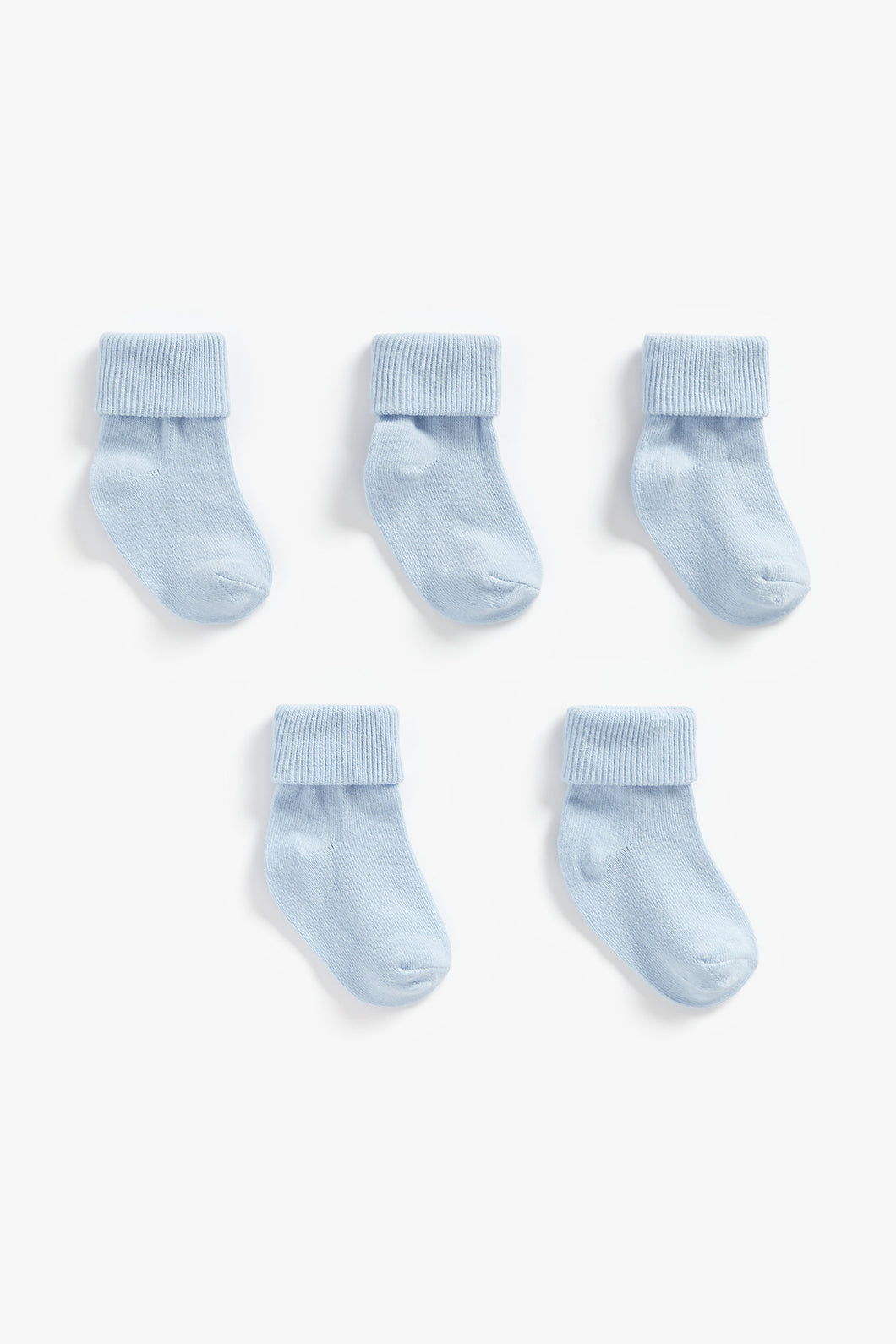 Mothercare Blue Turn-Over-Top Baby Socks - 5 Pack