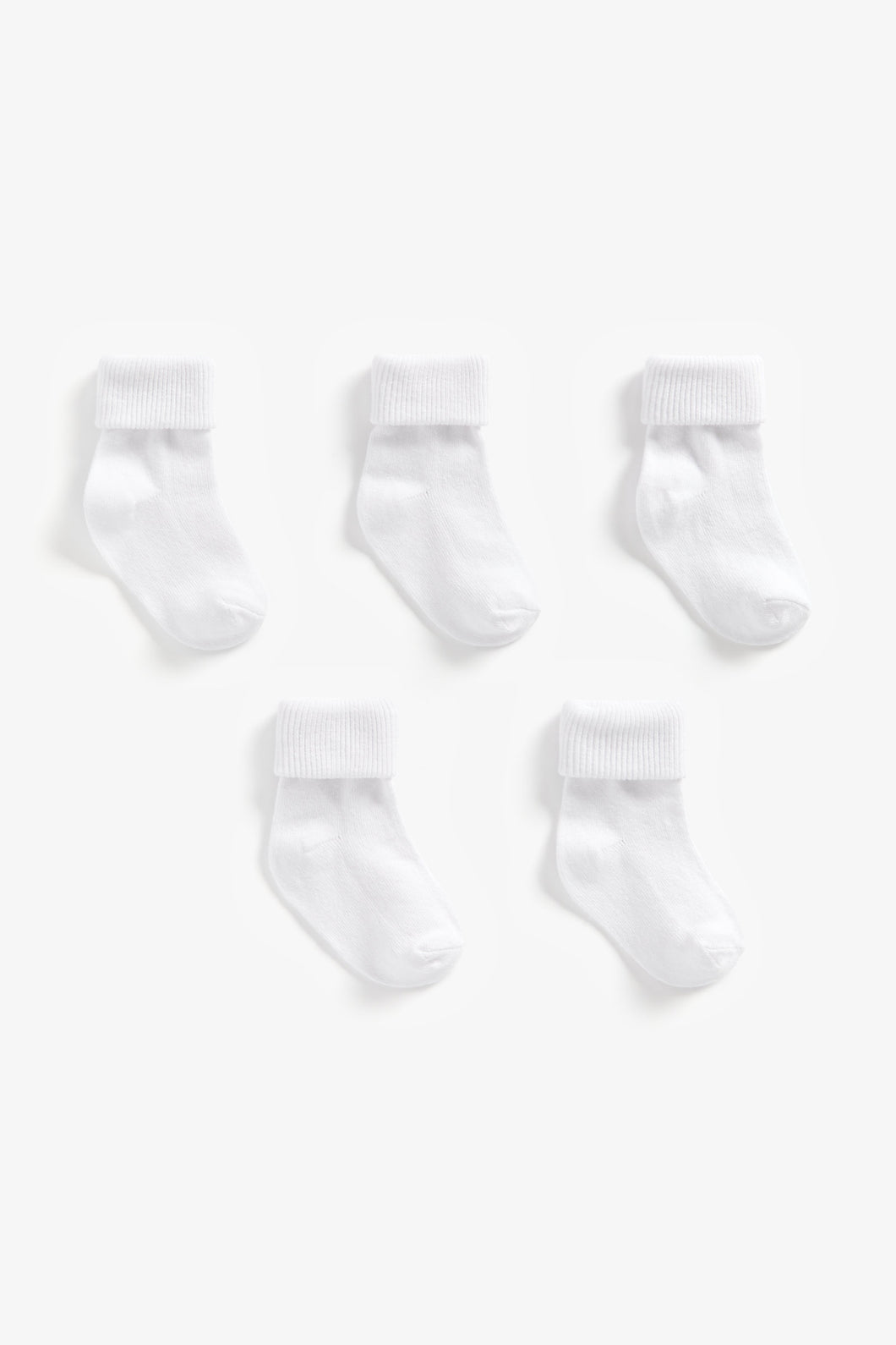 Mothercare White Turn-Over-Top Socks - 5 Pack
