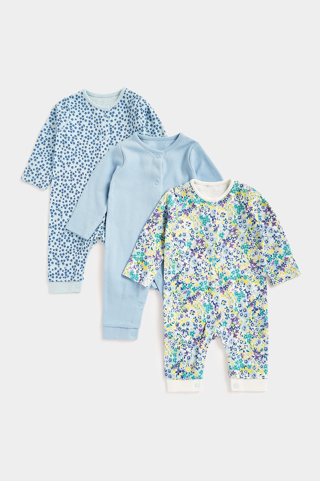 Mothercare Floral Footless Sleepsuits - 3 Pack