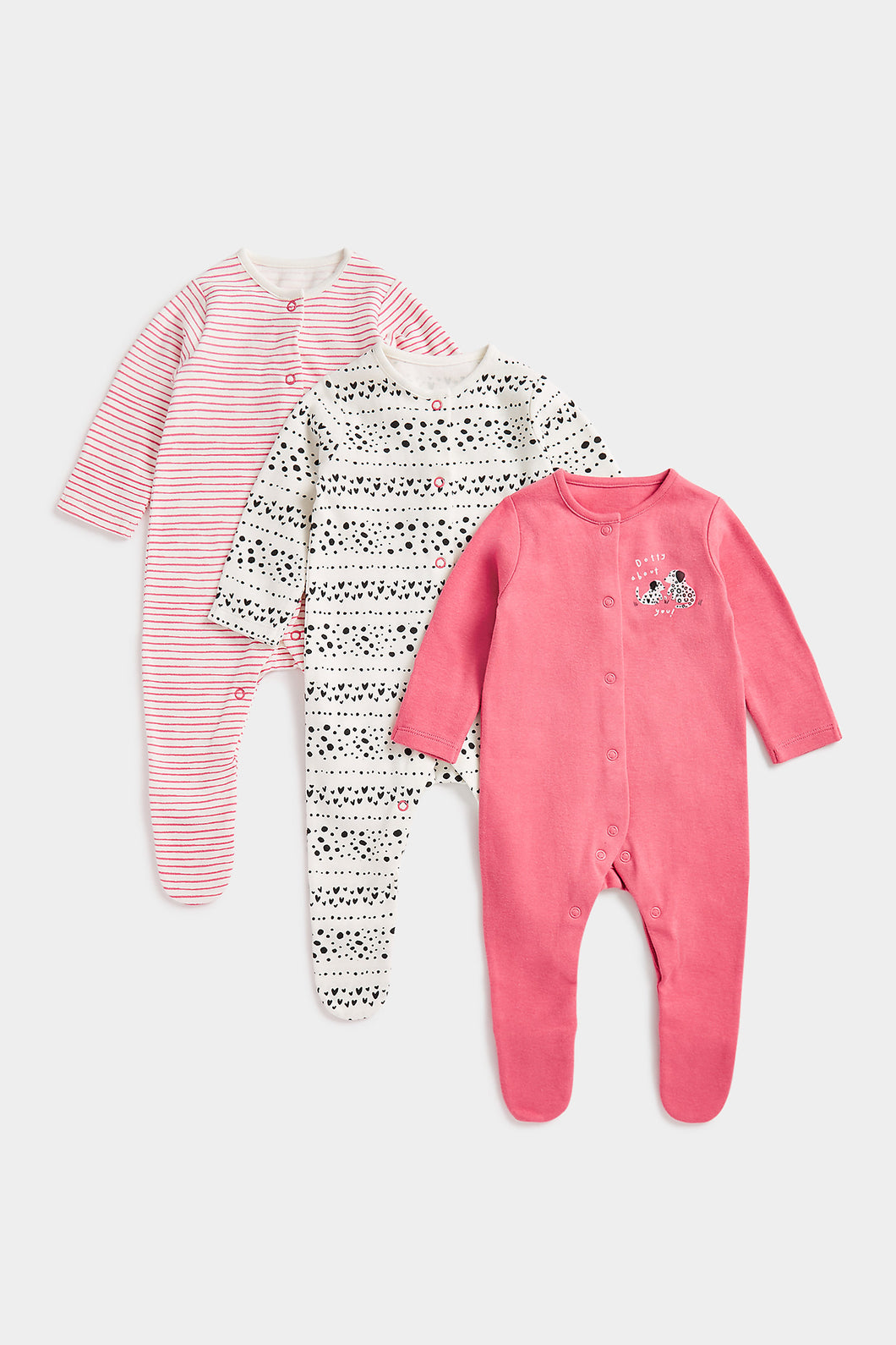 Mothercare Spotty Dog Sleepsuits - 3 Pack