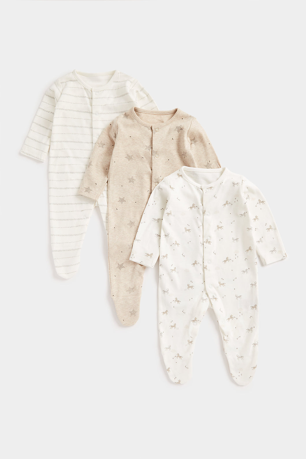 Mothercare Zebra Sleepsuits - 3 Pack