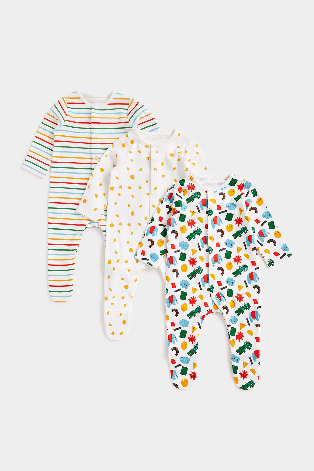 Mothercare Bright Sleepsuits - 3 Pack