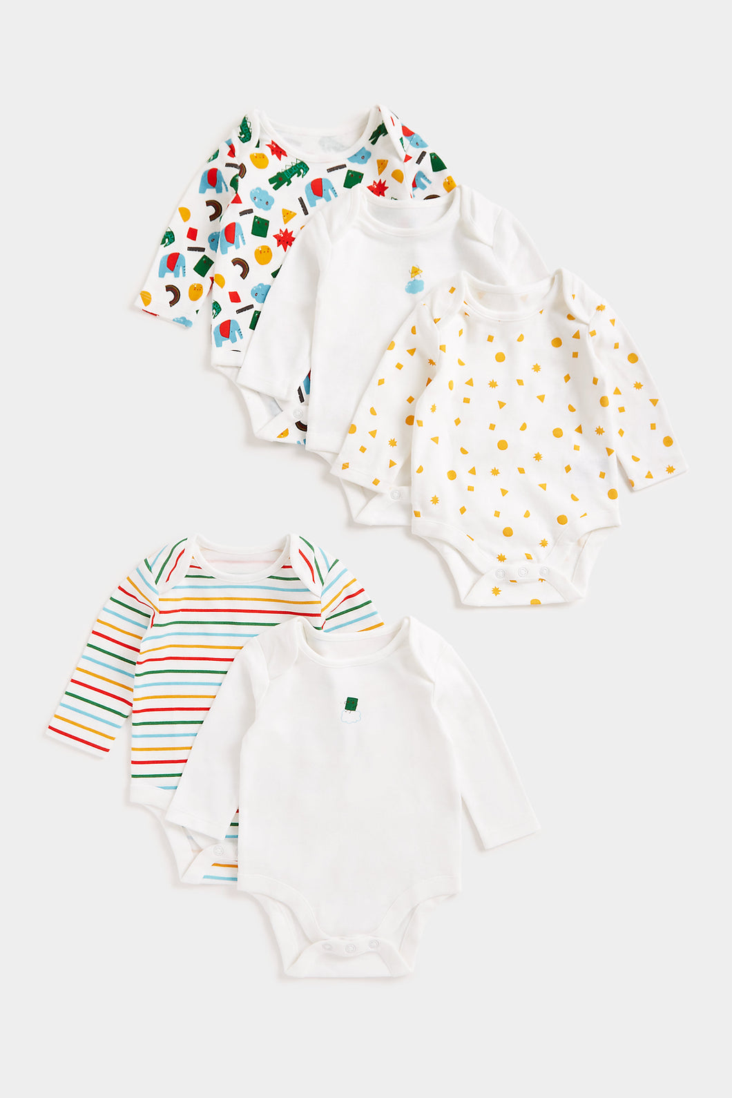 Mothercare Bright Long-Sleeved Bodysuits - 5 Pack