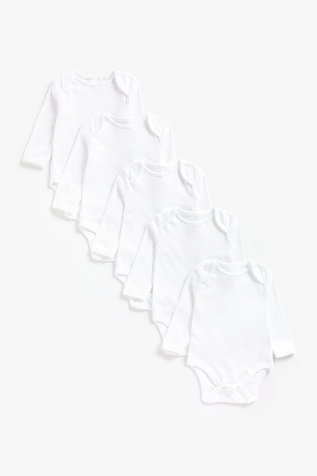 Mothercare White Long-Sleeved Bodysuits - 5 Pack