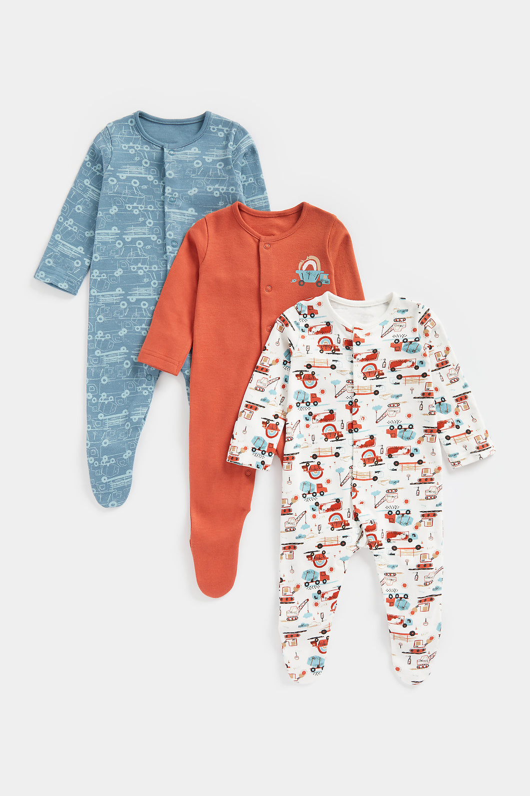 Mothercare Trucks Sleepsuits - 3 Pack