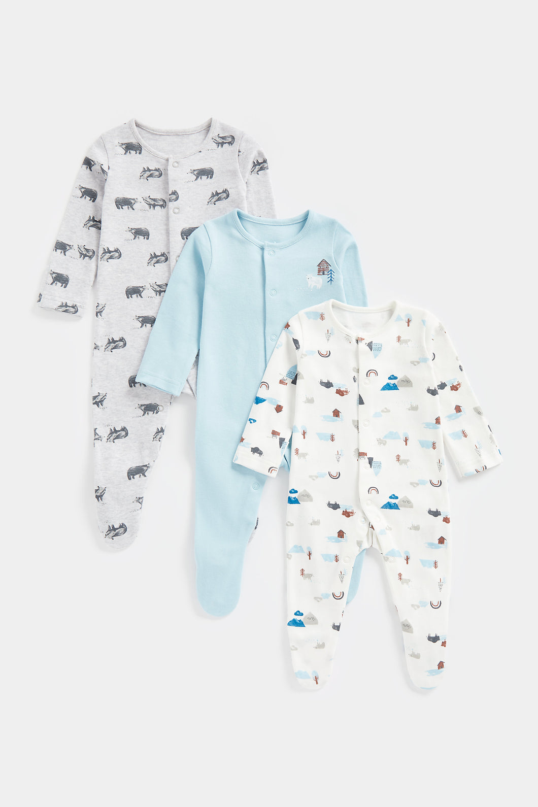 Mothercare Frosted Forest Sleepsuits - 3 Pack