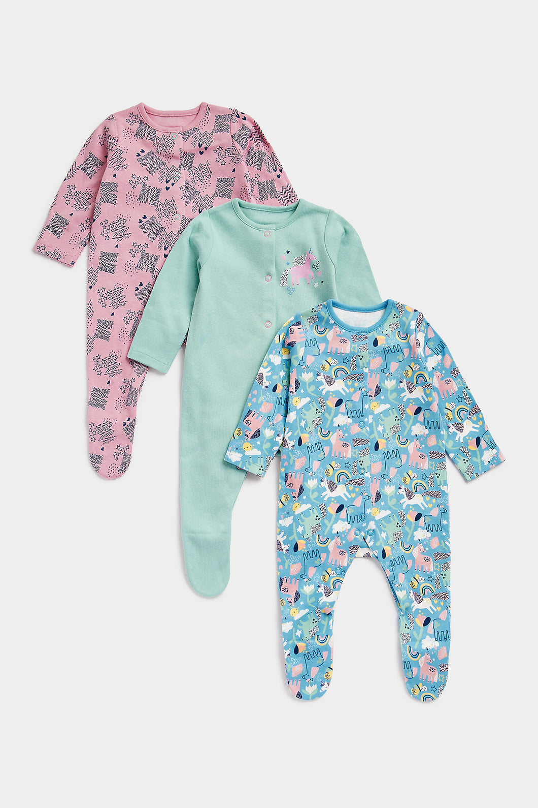 Mothercare Unicorn Sleepsuits - 3 Pack