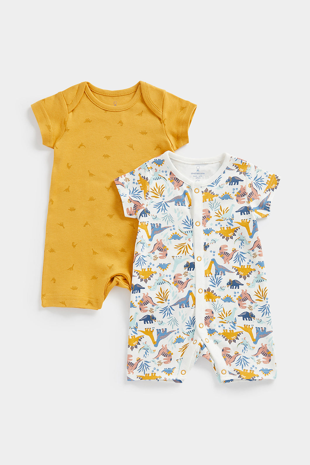 Mothercare 初生嬰兒衫－短袖連身衣 2件裝-恐龍