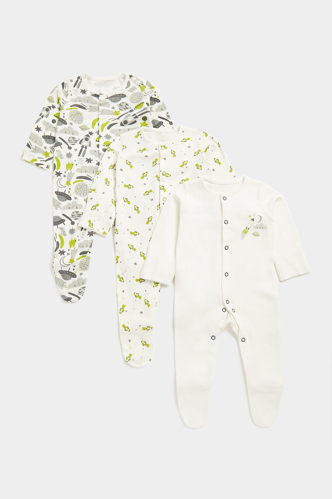 Mothercare Space Sleepsuits - 3 Pack
