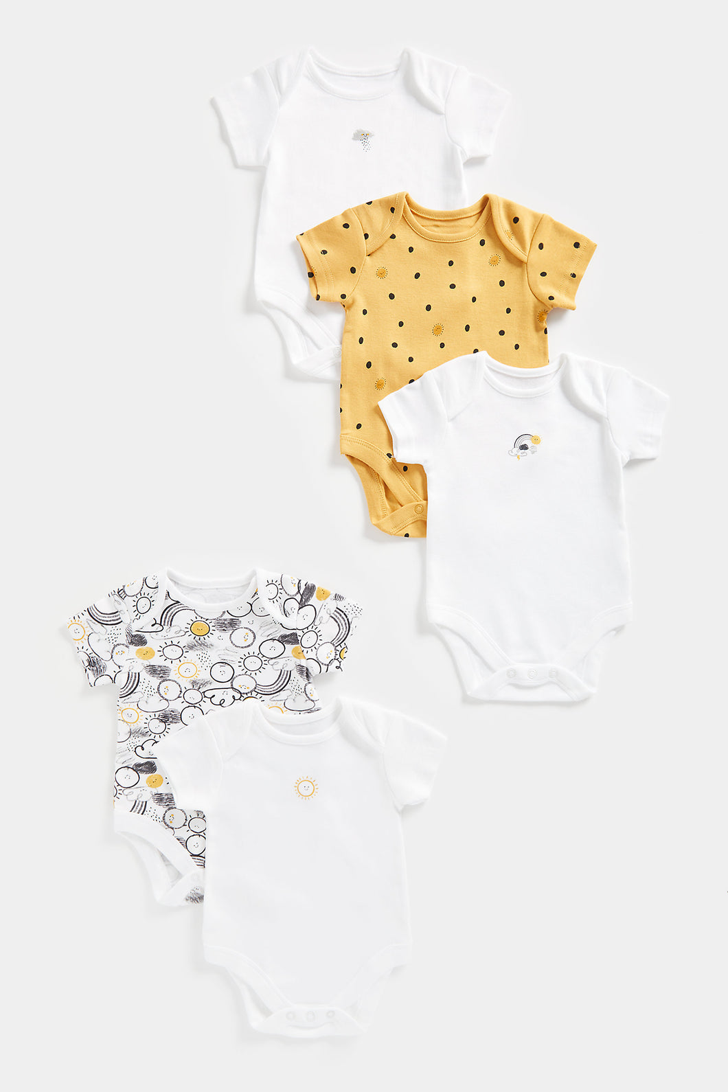 Mothercare 初生嬰兒衫－短袖緊身連身衣 5件裝－好天氣