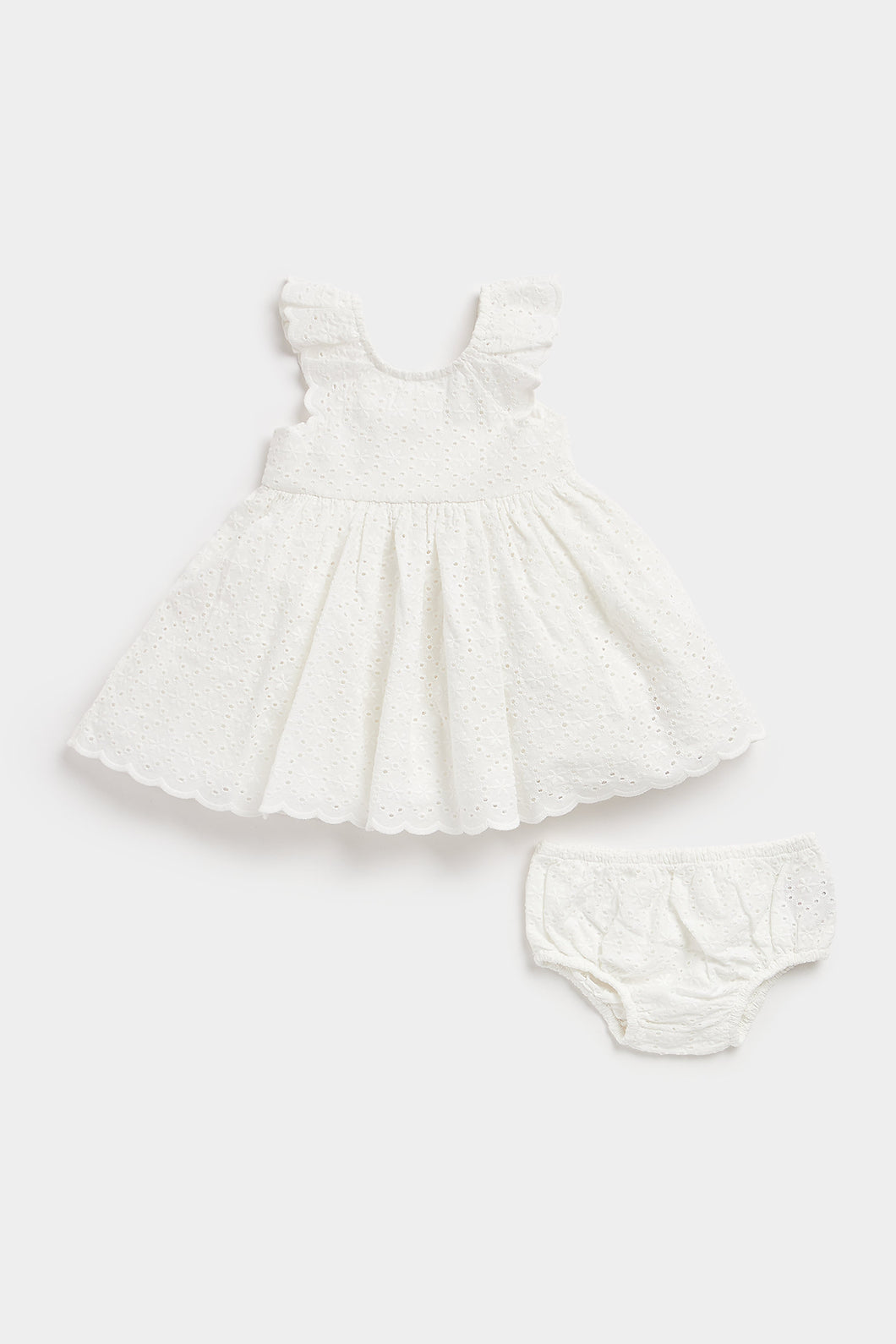 Mothercare White Broderie Dress And Knickers