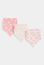 
                        
                          Load image into Gallery viewer, Mothercare Pink Hearts Muslin Dribbler Bibs - 3 Pack
                        
                      