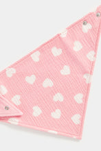 
                        
                          Load image into Gallery viewer, Mothercare Pink Hearts Muslin Dribbler Bibs - 3 Pack
                        
                      