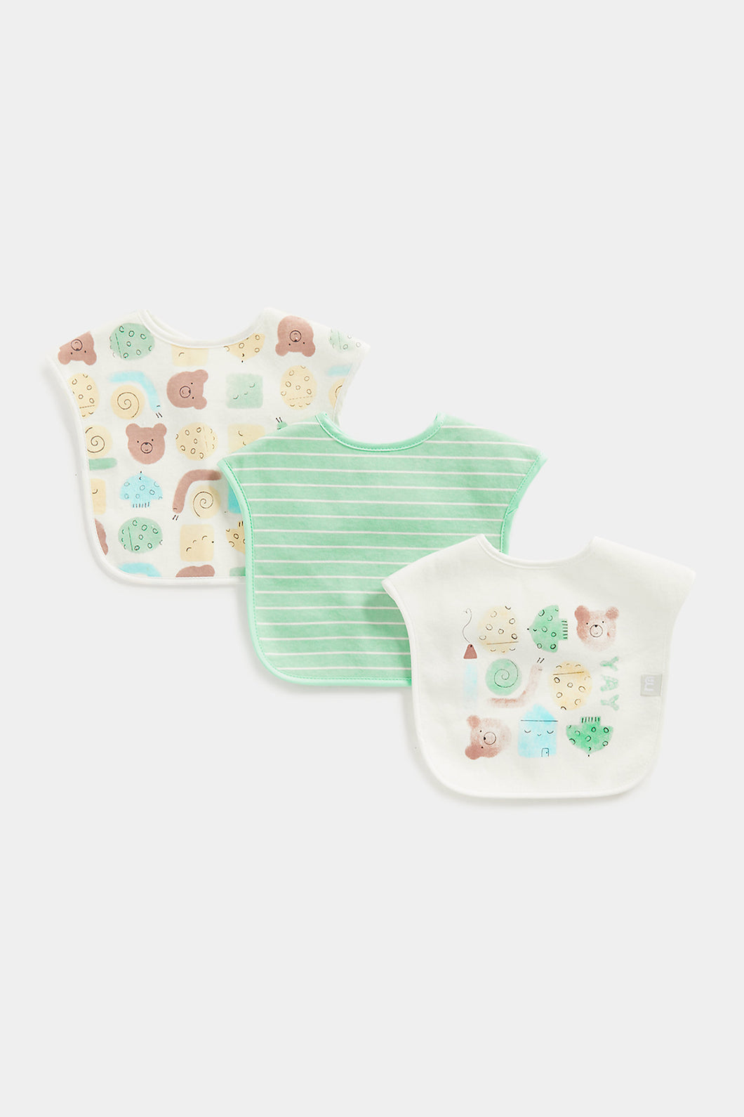 Mothercare Soft Bear Doodle Toddler Bibs - 3 Pack