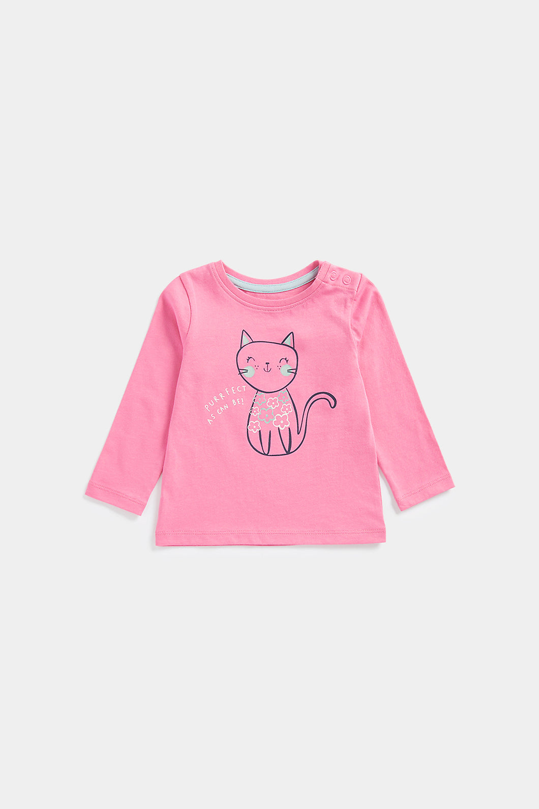 Mothercare Pink Cat Long-Sleeved T-Shirt