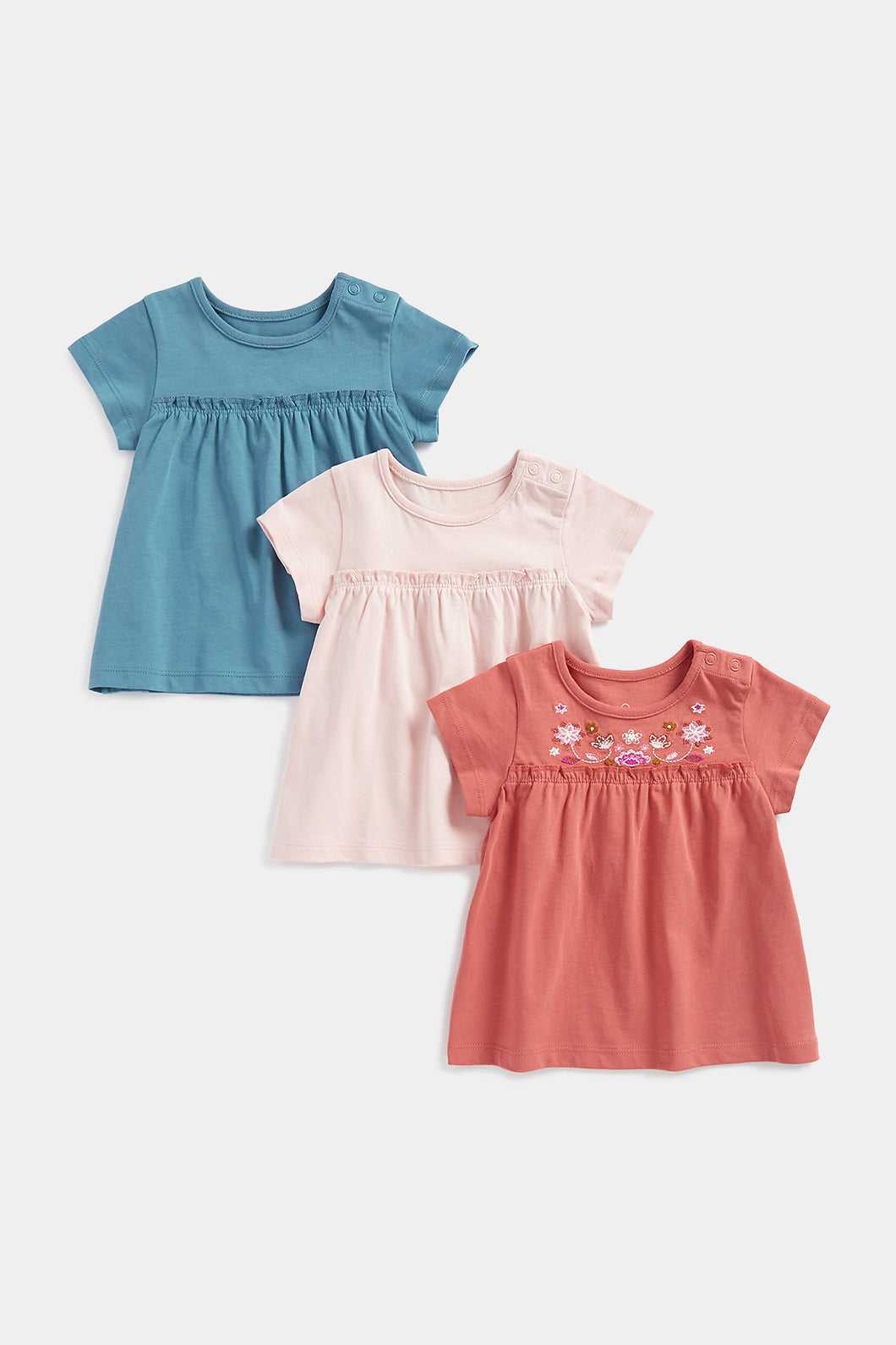 Mothercare Multi Frilled T-Shirts - 3 Pack