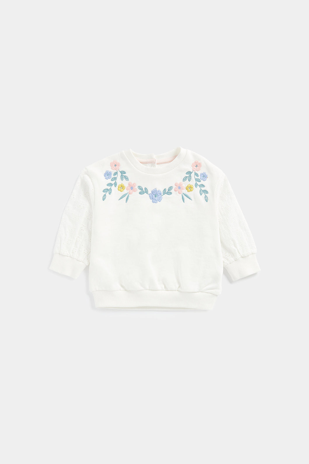 Mothercare White Broderie Sleeve Sweat Top